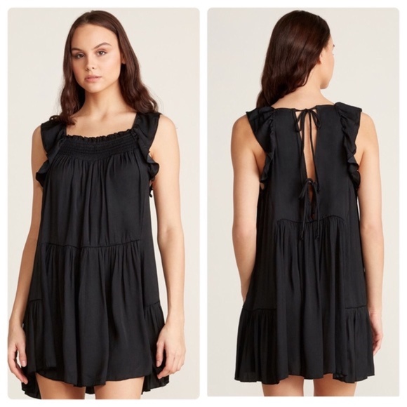 NEW Free People Want Your Love Mini Ruffle Doll Dress Boho Black Size S - Picture 2 of 10